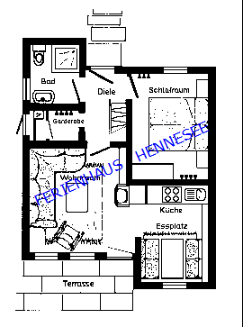 SAUERLAND  FERIENPARK : Ferienhaus HENNESEE- Grundriss